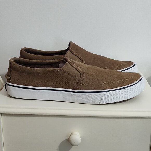 Sperry Striper II tan perforated suede slip-on sneakers, EUC, size 9.5 main image 6